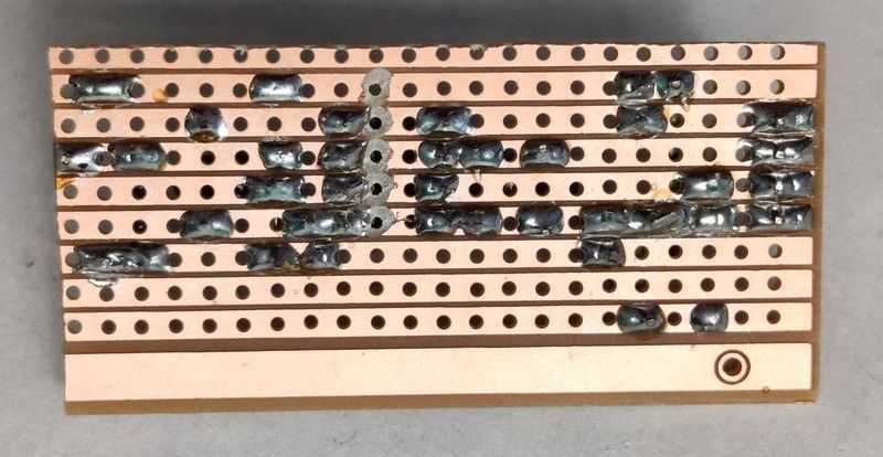 TDA2822M BTL Stripboard Example Underside