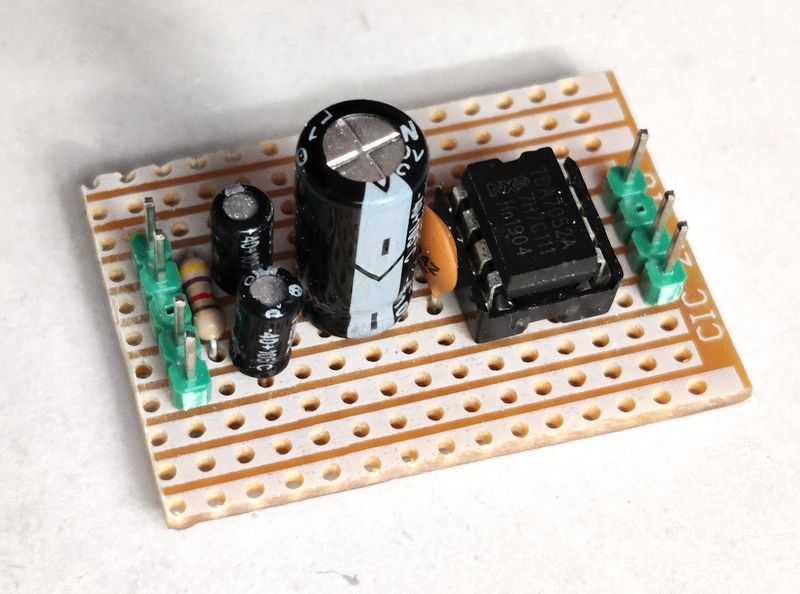 Photo of TDA7052A on Stripboard PCB