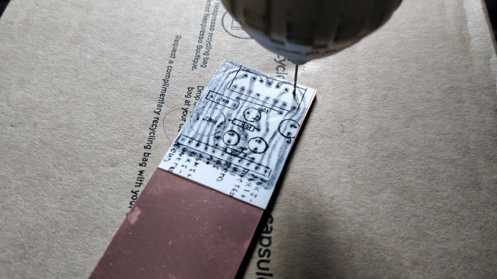 Drilling into the board via the template