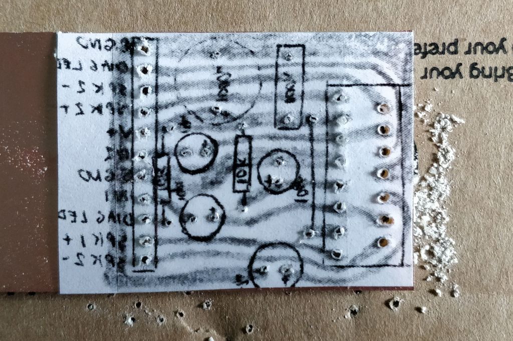 All holes drilled with template still attached