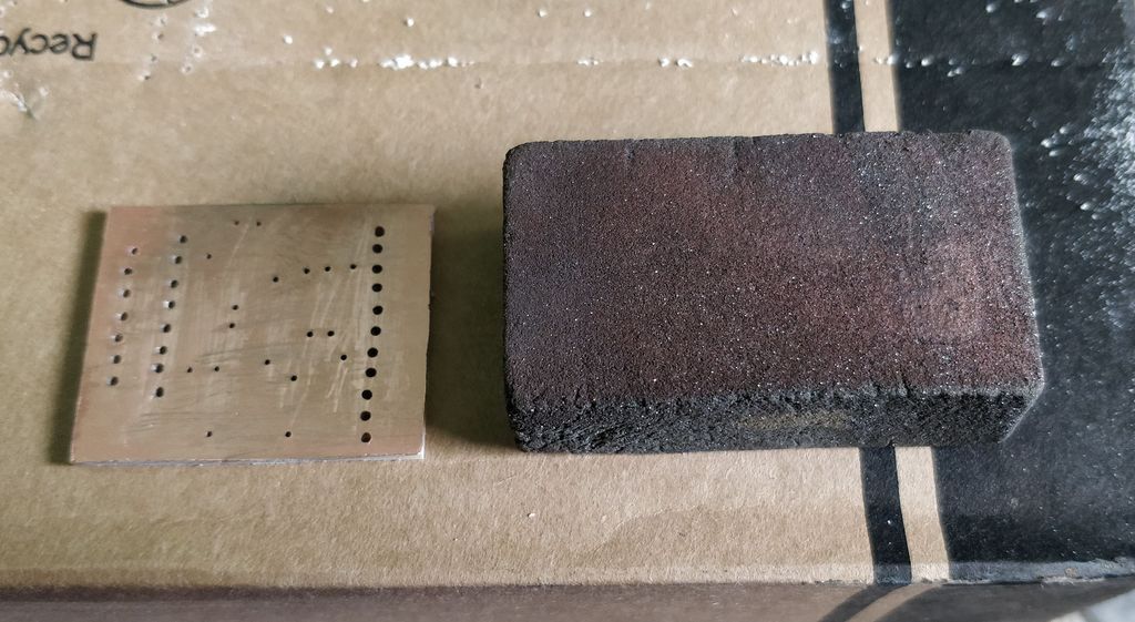 Board scrapped, ready to be cleaned